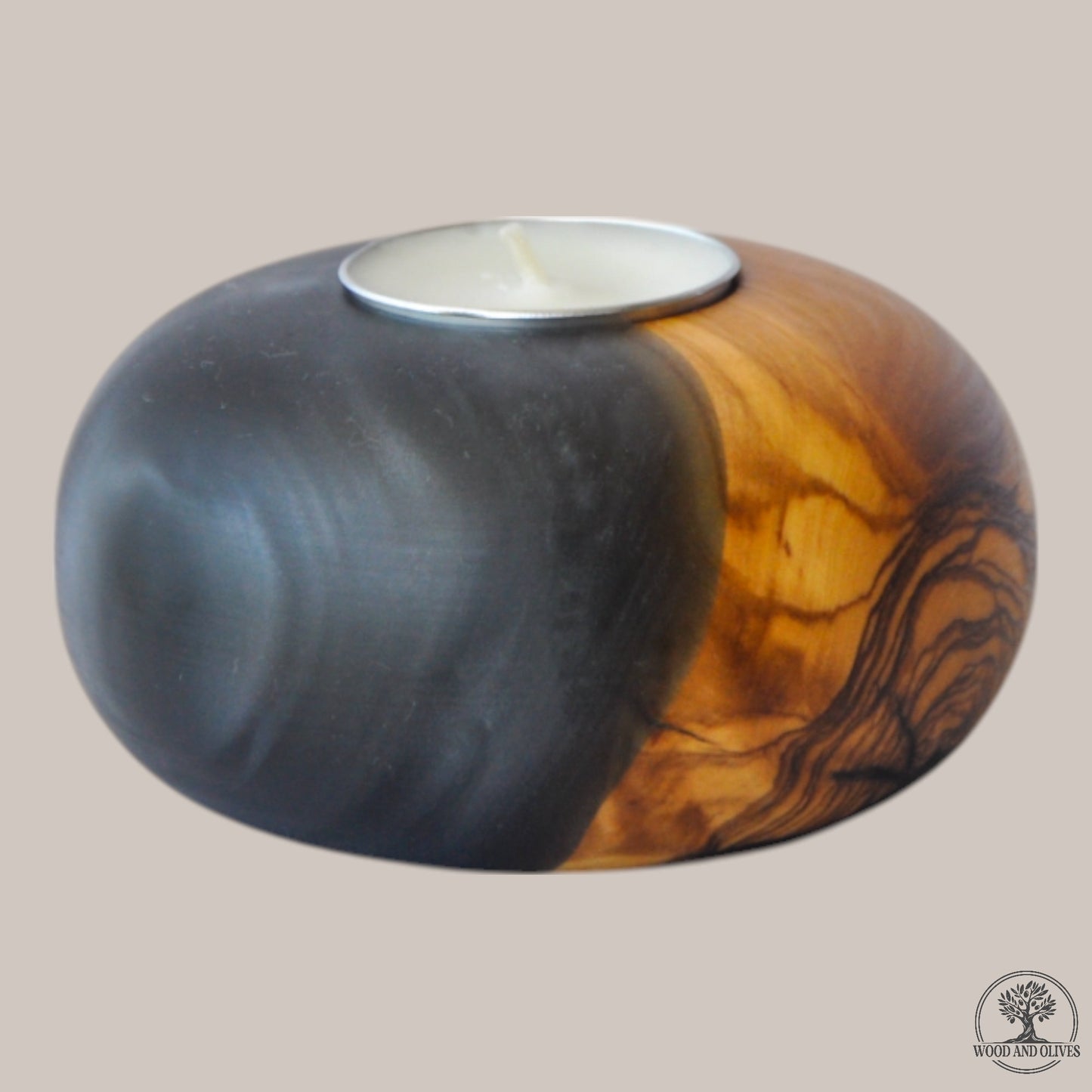 Olive Wood Tealight Holder with Epoxy