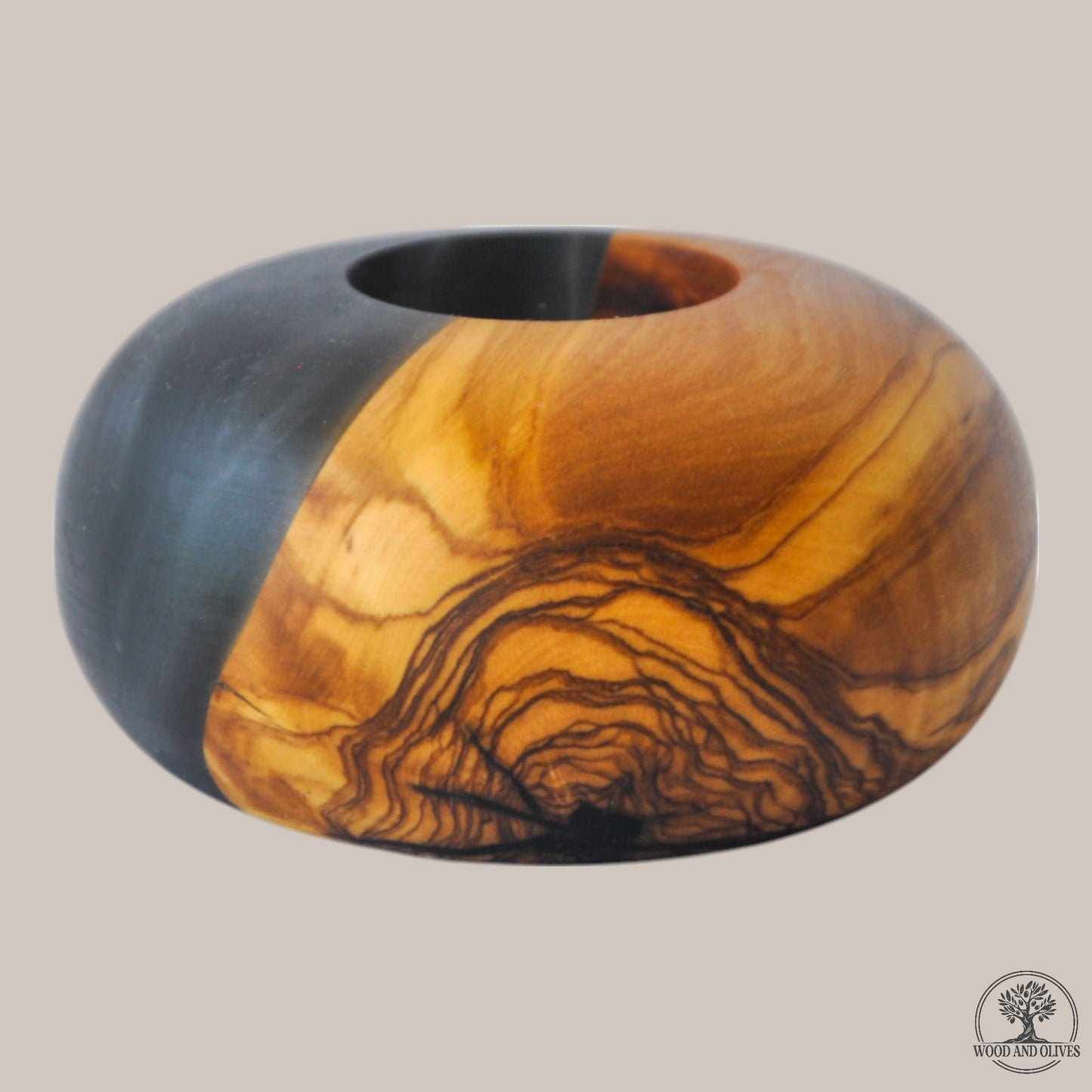 Olive Wood Tealight Holder with Epoxy