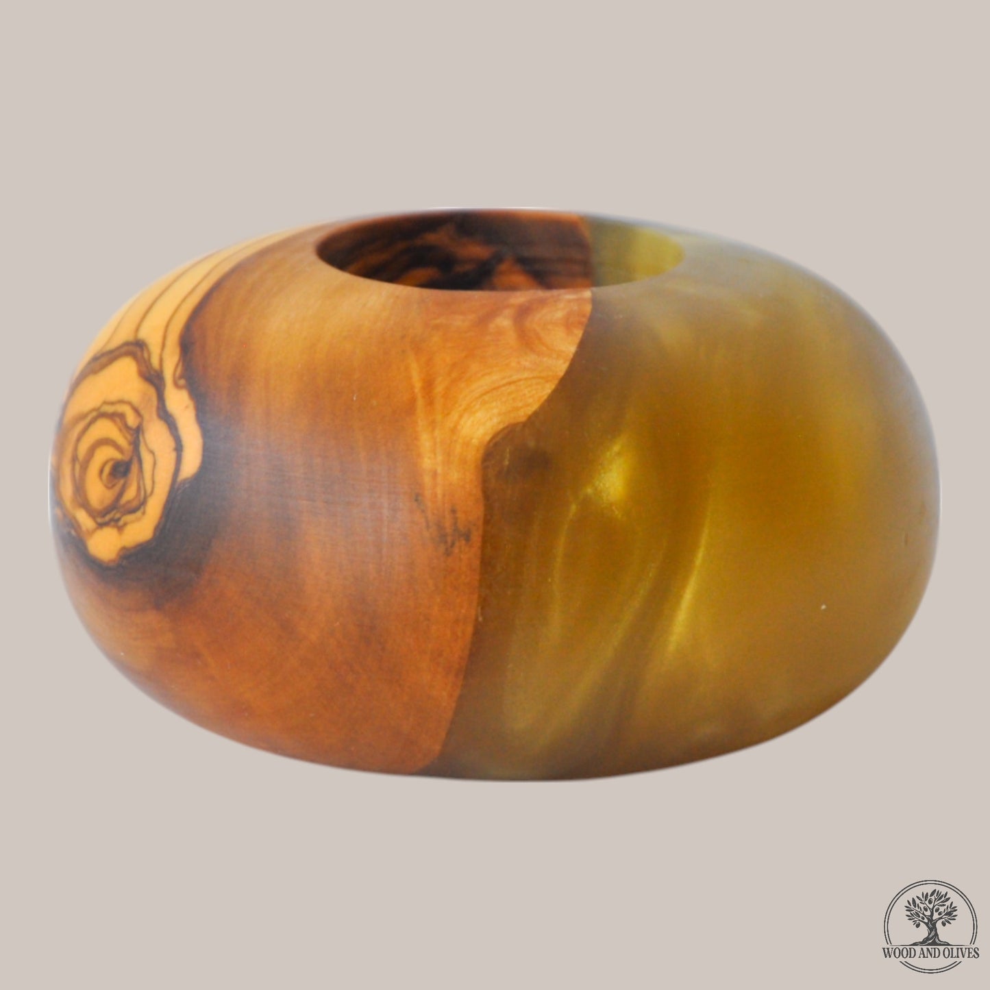 Olive Wood Tealight Holder with Epoxy
