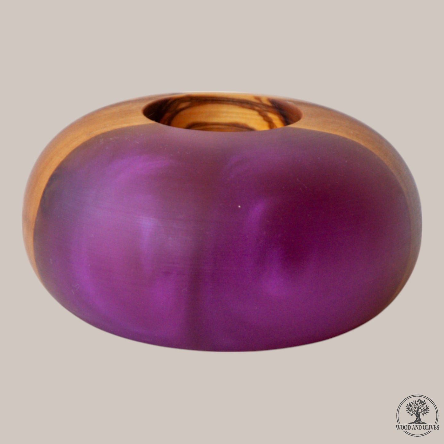 Olive Wood Tealight Holder with Epoxy