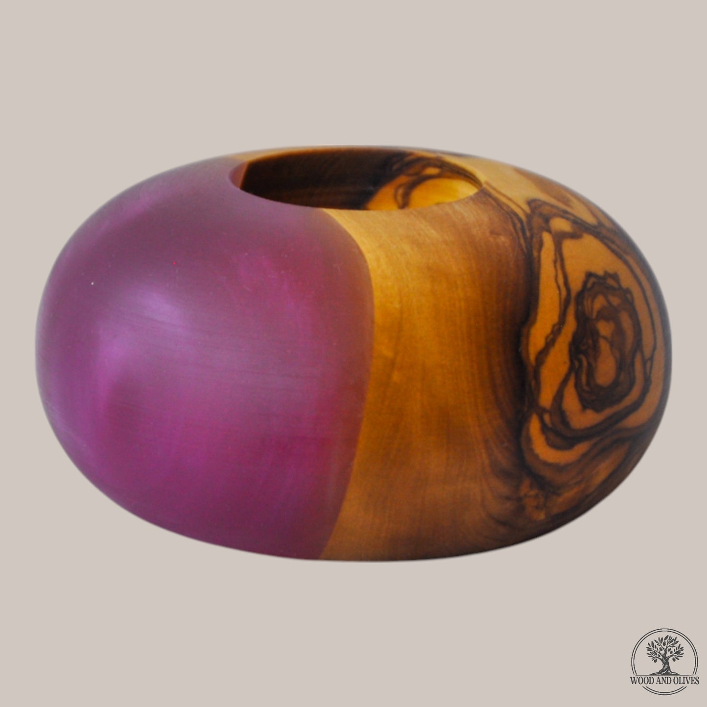 Olive Wood Tealight Holder with Epoxy
