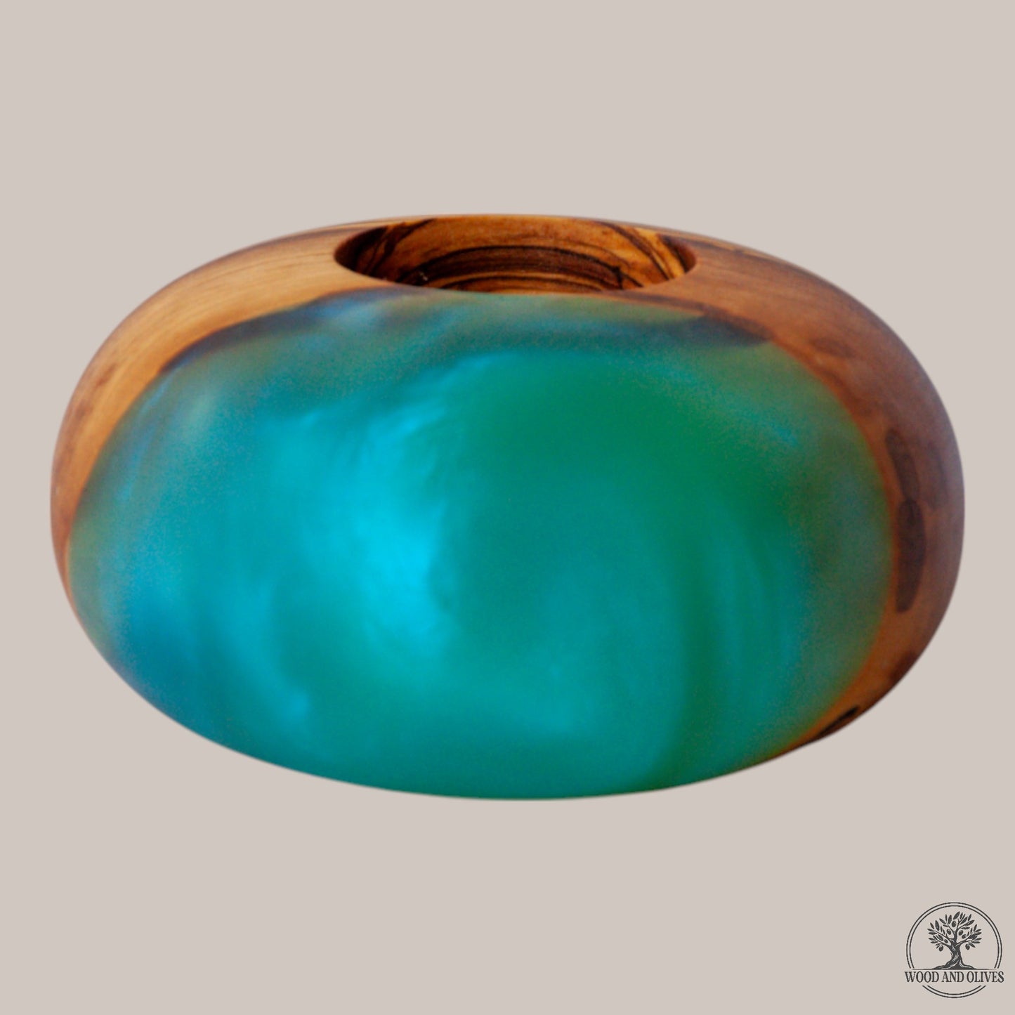 Olive Wood Tealight Holder with Epoxy