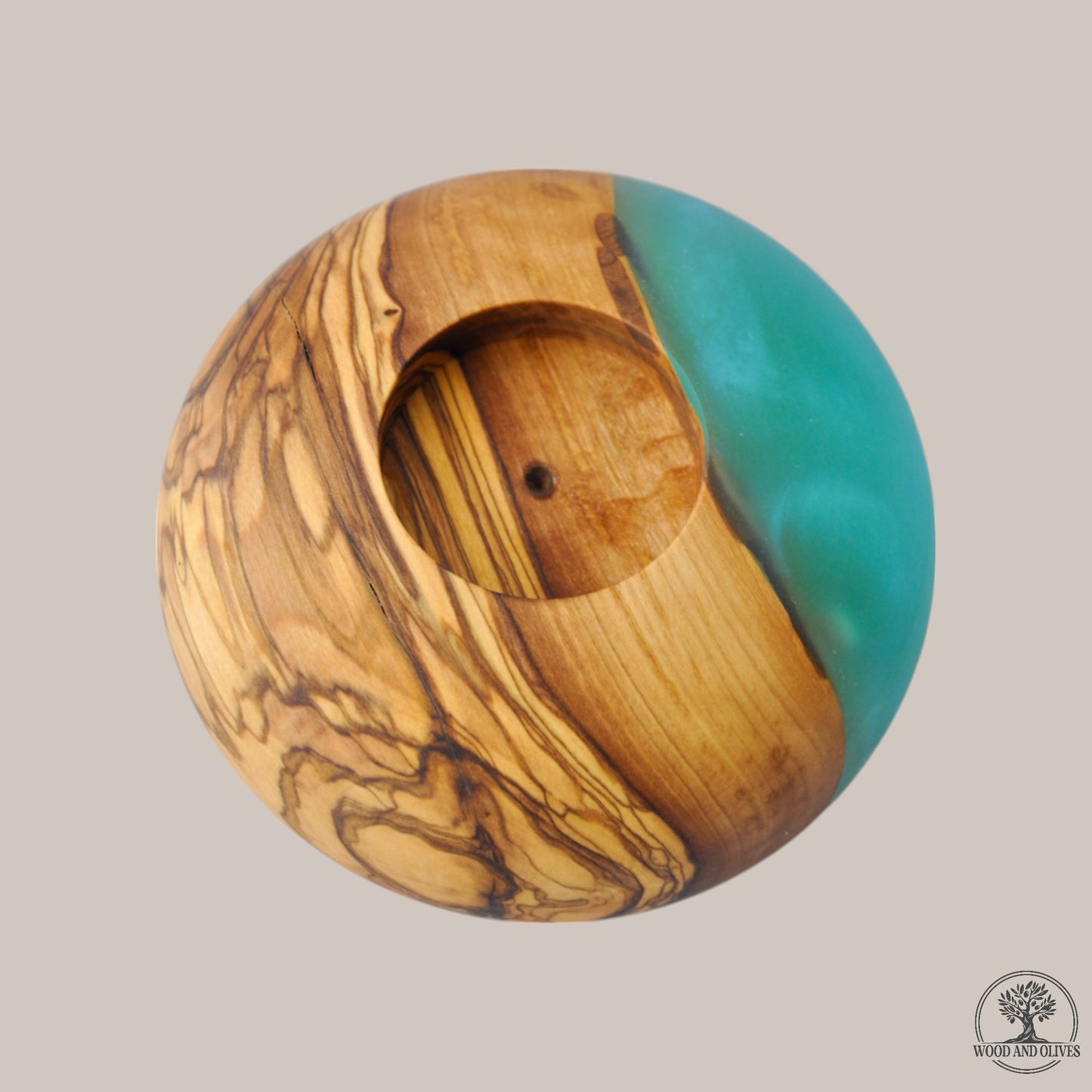 Olive Wood Tealight Holder with Epoxy