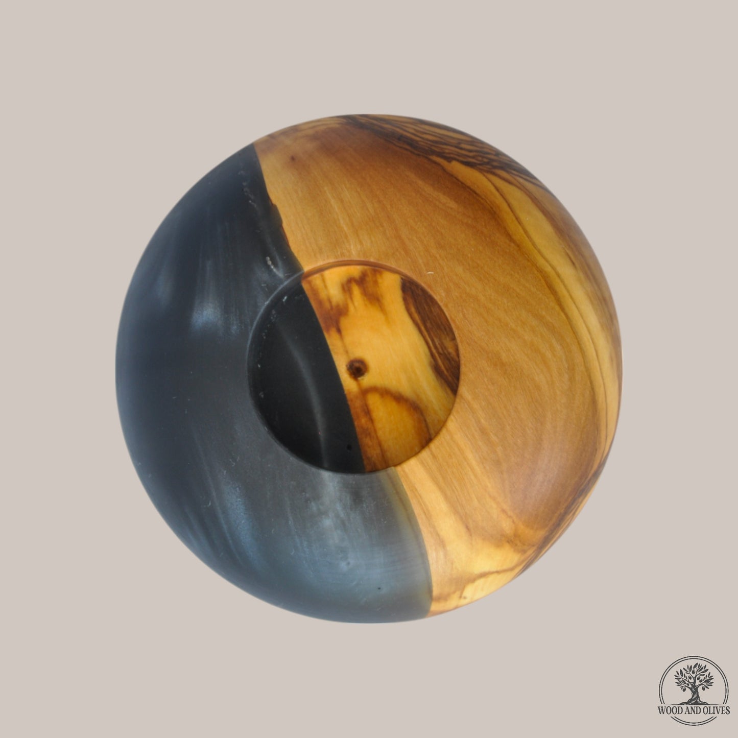 Olive Wood Tealight Holder with Epoxy