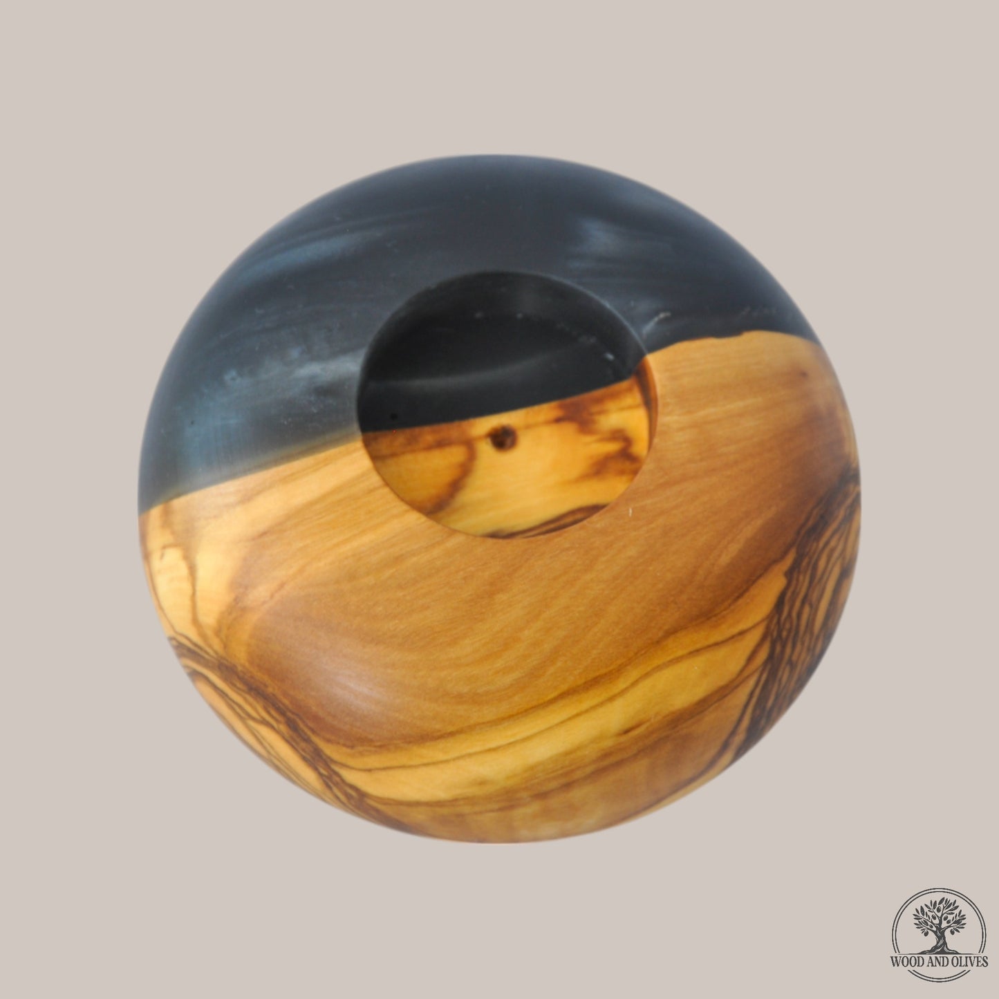 Olive Wood Tealight Holder with Epoxy