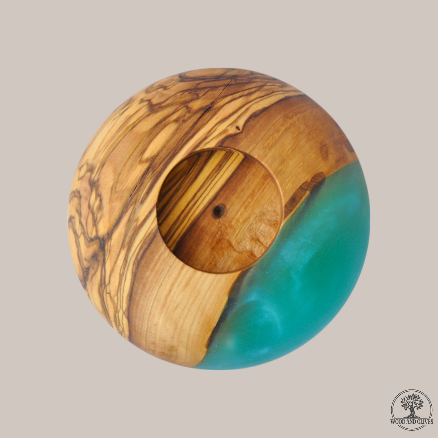 Olive Wood Tealight Holder with Epoxy