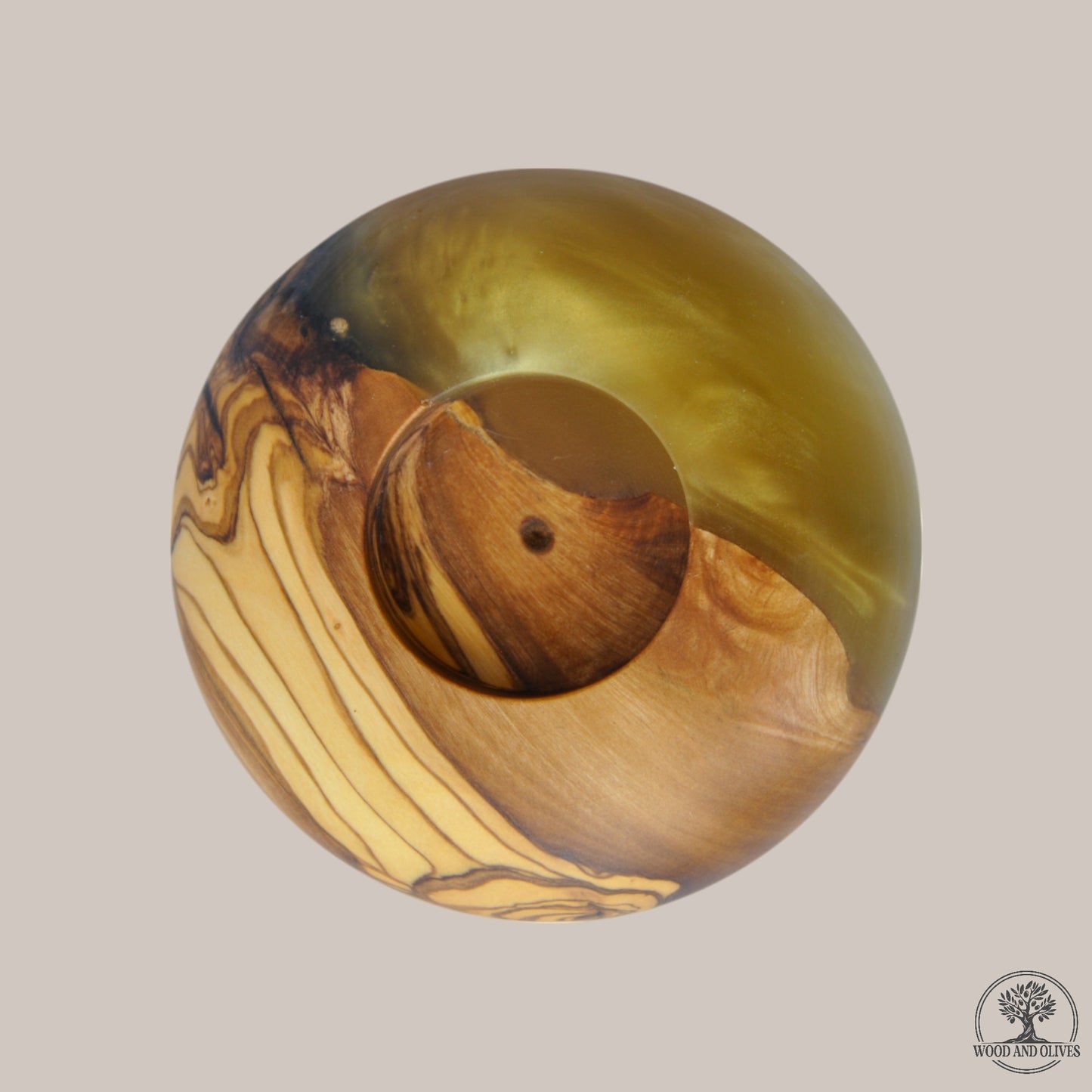 Olive Wood Tealight Holder with Epoxy