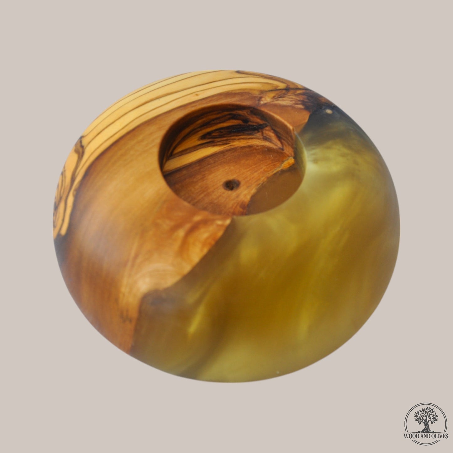 Olive Wood Tealight Holder with Epoxy