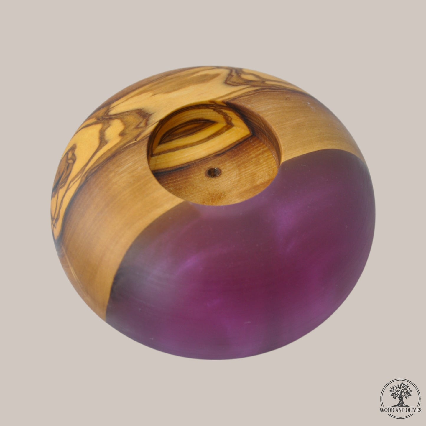 Olive Wood Tealight Holder with Epoxy