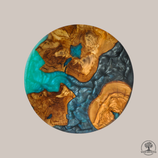 Olijfhouten Serveerplank met Epoxy (Rond)