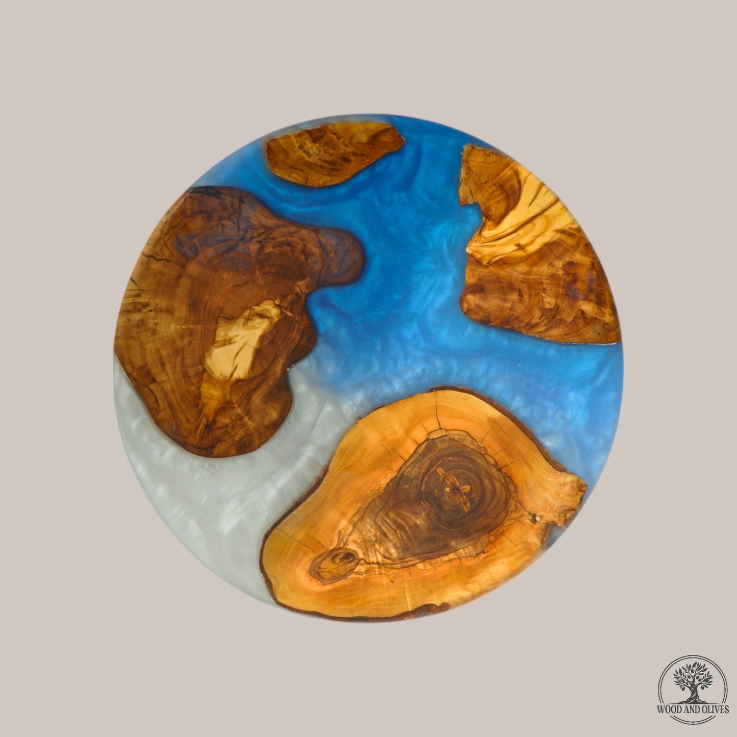 Olijfhouten Serveerplank met Epoxy (Rond)